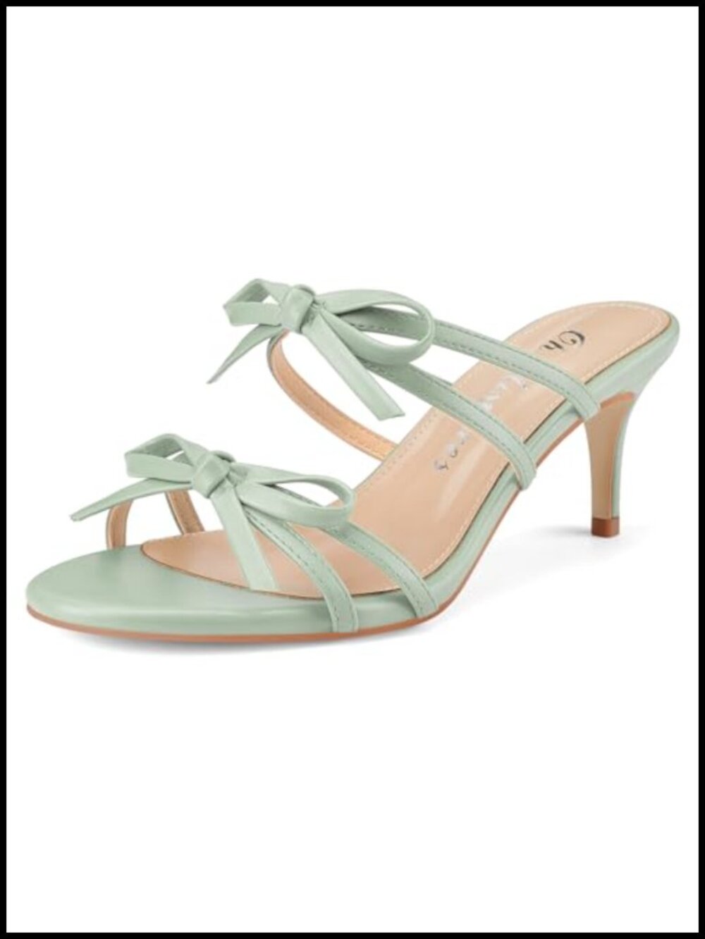 Strappy Heeled Mules with Bow Open Toe Stiletto Sandals 2.5 Inch Heel